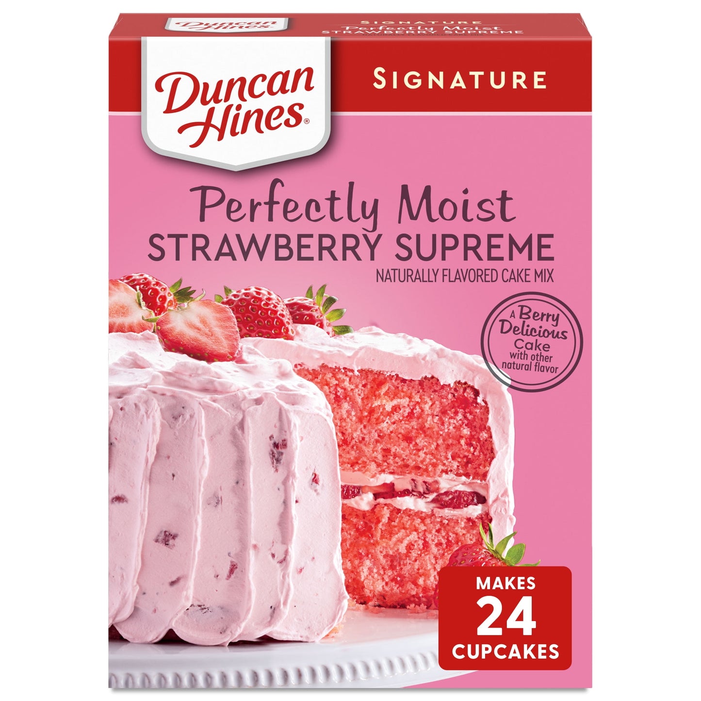 Duncan Hines Signature Perfectly Moist Strawberry Supreme Naturally Flavored Cake Mix, 15.25 oz