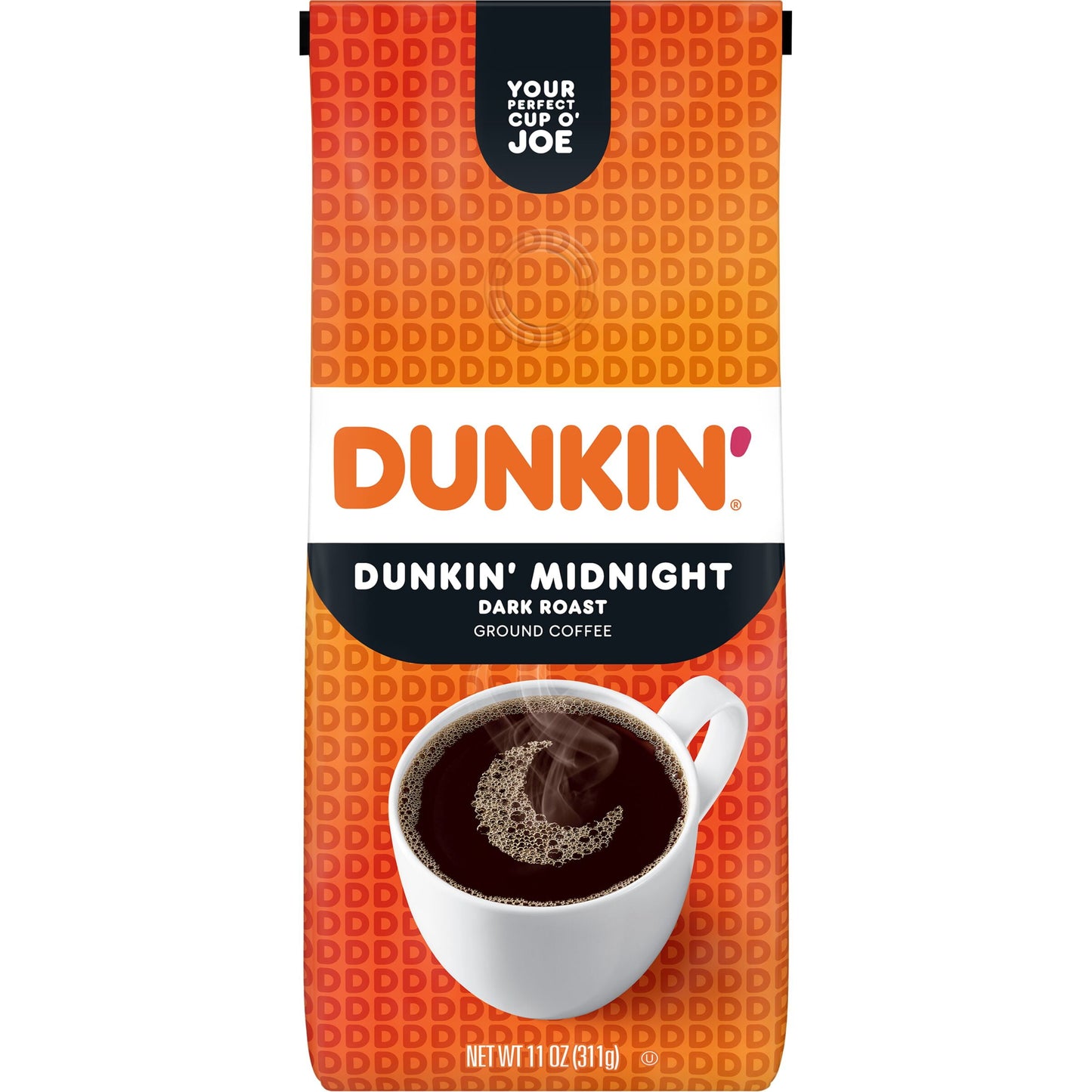 Dunkin Midnight Dark Roast Ground Coffee, 11 oz. Bag