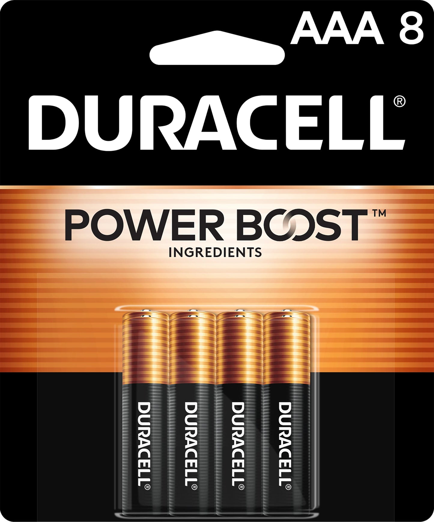 Duracell Coppertop AAA Battery with POWER BOOST™, 8 Pack Long-Lasting Batteries