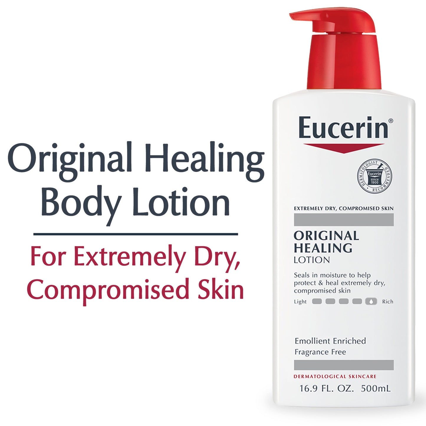 Eucerin Original Healing Rich Body Lotion, 16.9 Fl Oz Pump Bottle