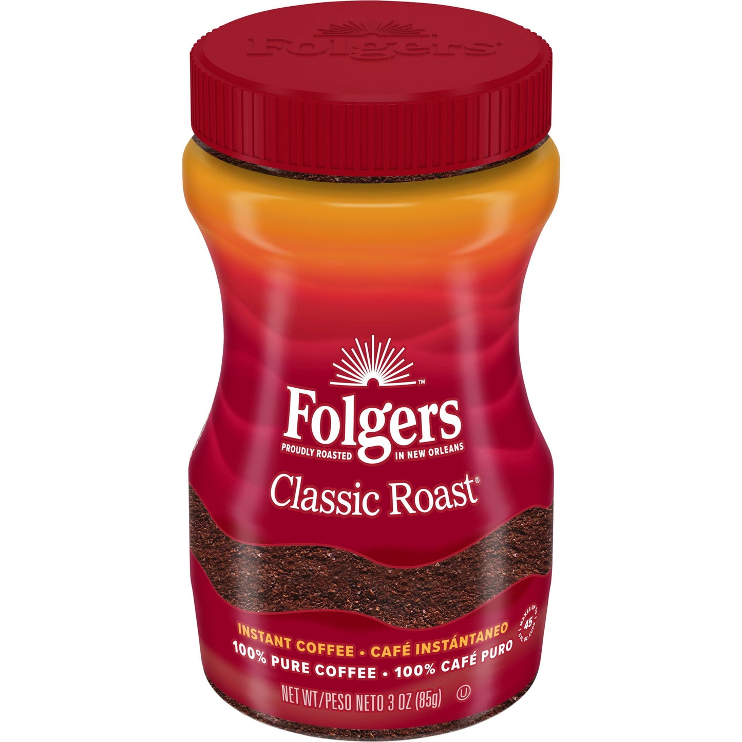 Folgers Classic Roast Instant Coffee, 3-Ounce