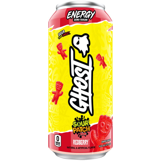 GHOST® ENERGY Zero Sugar Energy Drink, SOUR PATCH KIDS® Redberry, 16 fl oz Can