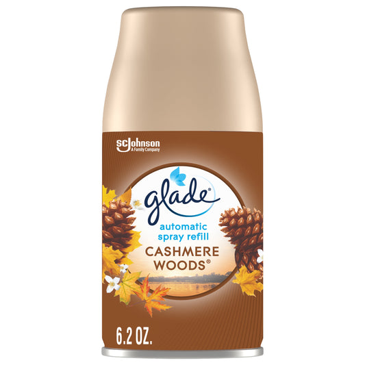 Glade Automatic Spray Refill 1 ct, Cashmere Woods, 6.2 oz. Total, Air Freshener Infused with Essential Oils