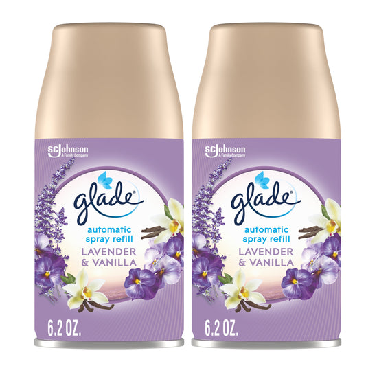 Glade Automatic Spray Refill, Air Freshener, Lavender & Vanilla, 2 Refills, 2 x 6.2 oz