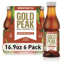 Gold Peak Real Brewed Tea Unsweetened, Black Iced Tea Drink, 16.9 fl oz, 6 Bottles