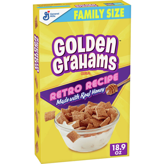 Golden Grahams Breakfast Cereal, Graham Cracker Taste, Whole Grain, Family Size, 18.9 oz