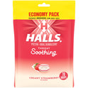 HALLS Throat Soothing Creamy Strawberry Throat Drops, Economy Pack, 70 Drops