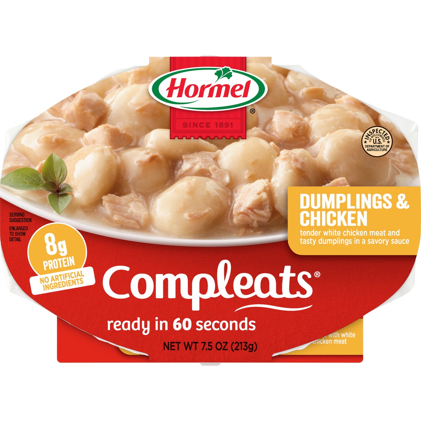 HORMEL COMPLEATS Dumplings & Chicken, Shelf Stable, 7.5 oz Plastic Tray