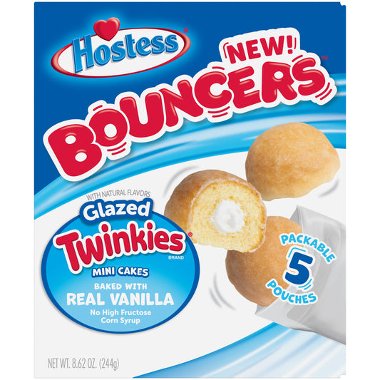 HOSTESS BOUNCERS Glazed TWINKIES Mini Cakes, Packable Pouches ? 8.62 oz, 5 Pouches