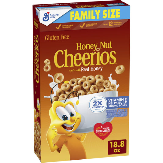 Honey Nut Cheerios Heart Healthy Gluten Free Breakfast Cereal, Family Size, 18.8oz