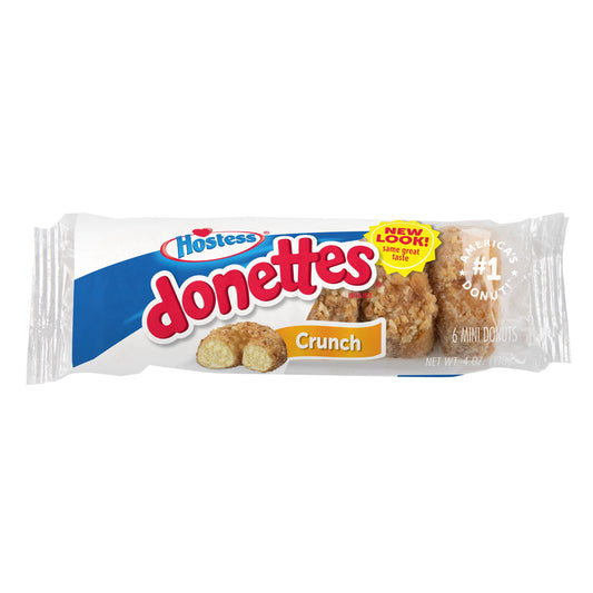 Hostess Crunch Donettes Donuts, Single Serve, 6 Count, 4 oz