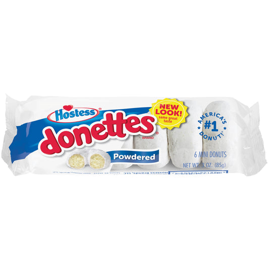 Hostess Powdered Sugar Donettes, Single Serve, 6 Count, 3 oz