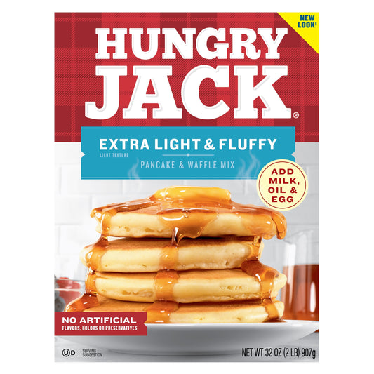 Hungry Jack Complete Extra Light and Fluffy Pancake Mix and Waffle Mix, 32 oz Box