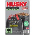 Husky Yard Drawstring Black Bags, 39 Gallon, 40 Bags (20% PCR)