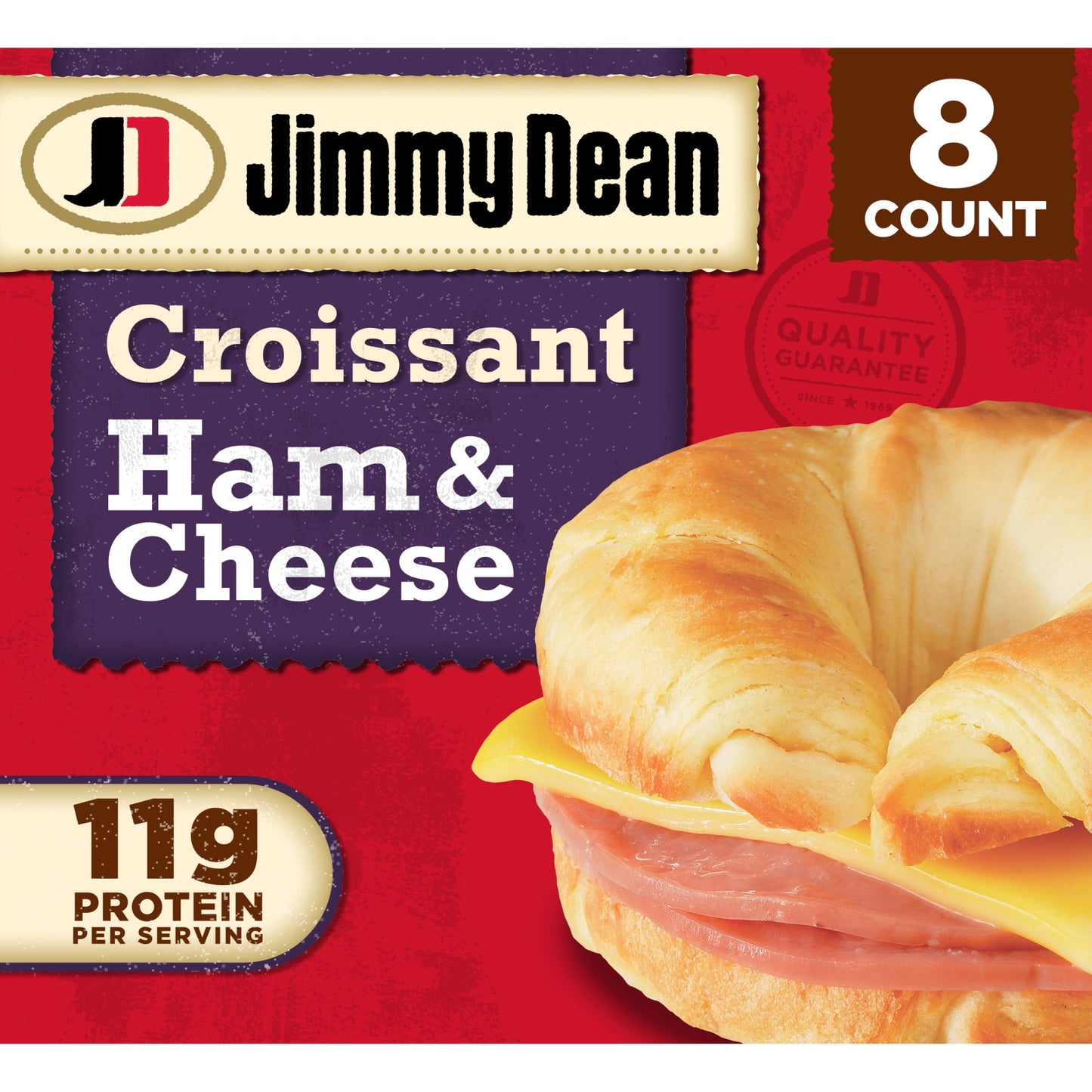 Jimmy Dean Ham & Cheese Croissant Sandwich, 27.2 oz, 8 Count (Frozen)