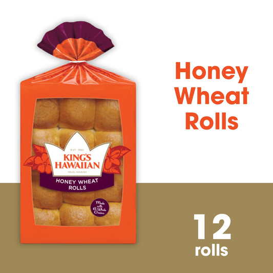 KING'S HAWAIIAN Honey Wheat Dinner Rolls, 12 Count, 12 oz