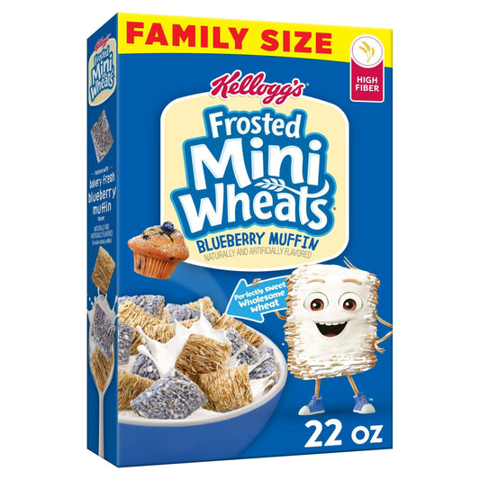 Kellogg's Frosted Mini-Wheats Blueberry Muffin Breakfast Cereal, Family Size, 22 oz Box