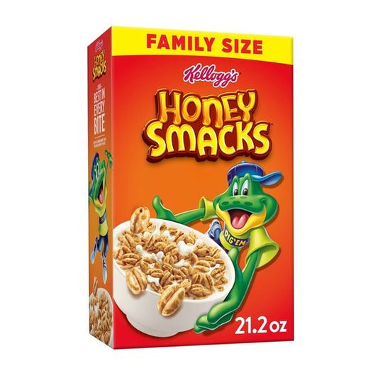 Kellogg's Honey Smacks Original Cold Breakfast Cereal, Family Size, 21.2 oz Box