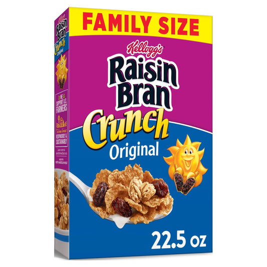 Kellogg's Raisin Bran Crunch Original Breakfast Cereal, Family Size, 22.5 oz Box