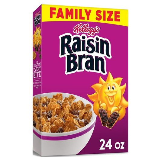 Kellogg's Raisin Bran Original Breakfast Cereal, Family Size, 24 oz Box