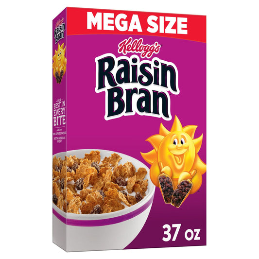 Kellogg's Raisin Bran Original Cold Breakfast Cereal, Mega Size, 37 oz Box