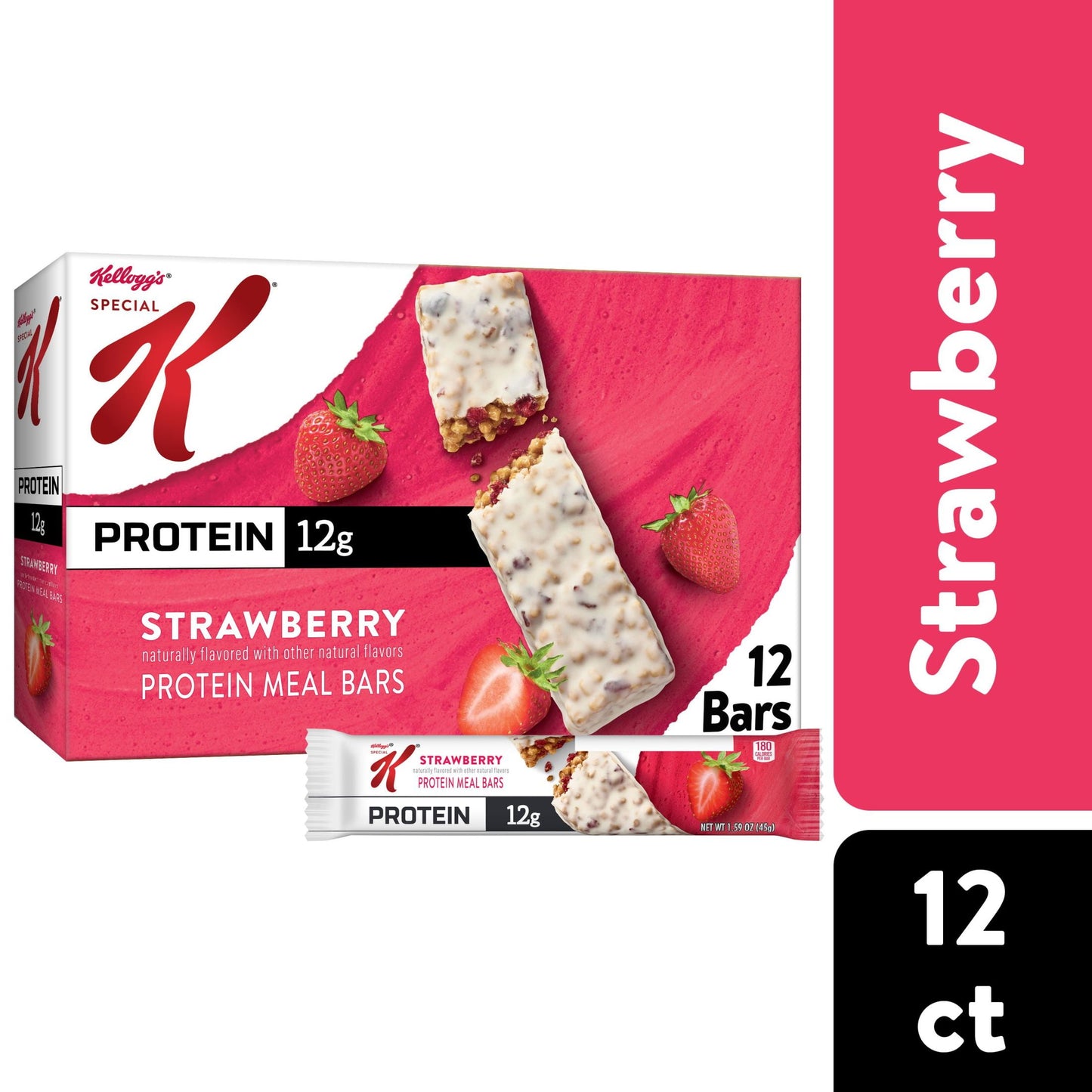 Kellogg's Special K Strawberry Chewy Protein Meal Bars, Ready-to-Eat, 19 oz, 12 Count