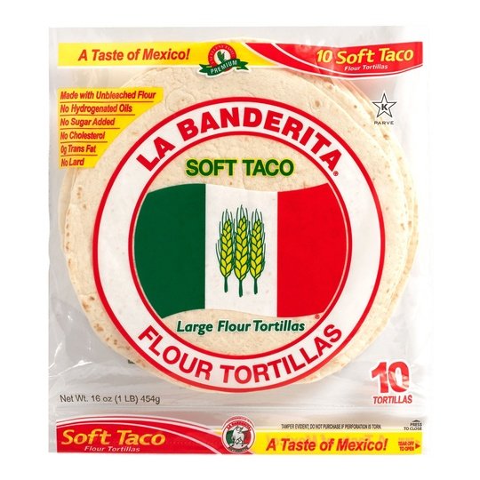 La Banderita Flour 8" Large Soft Taco Tortillas, 10 Ct