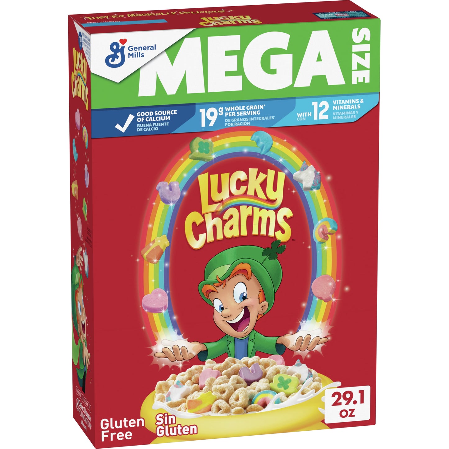 Lucky Charms Gluten Free Kids Breakfast Cereal with Marshmallows, Mega Size, 29.1 oz