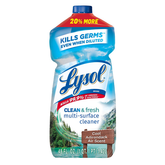 Lysol Multi-Surface Cleaner, Sanitizing and Disinfecting Pour, to Clean and Deodorize, Cool Adirondack Air, 48oz