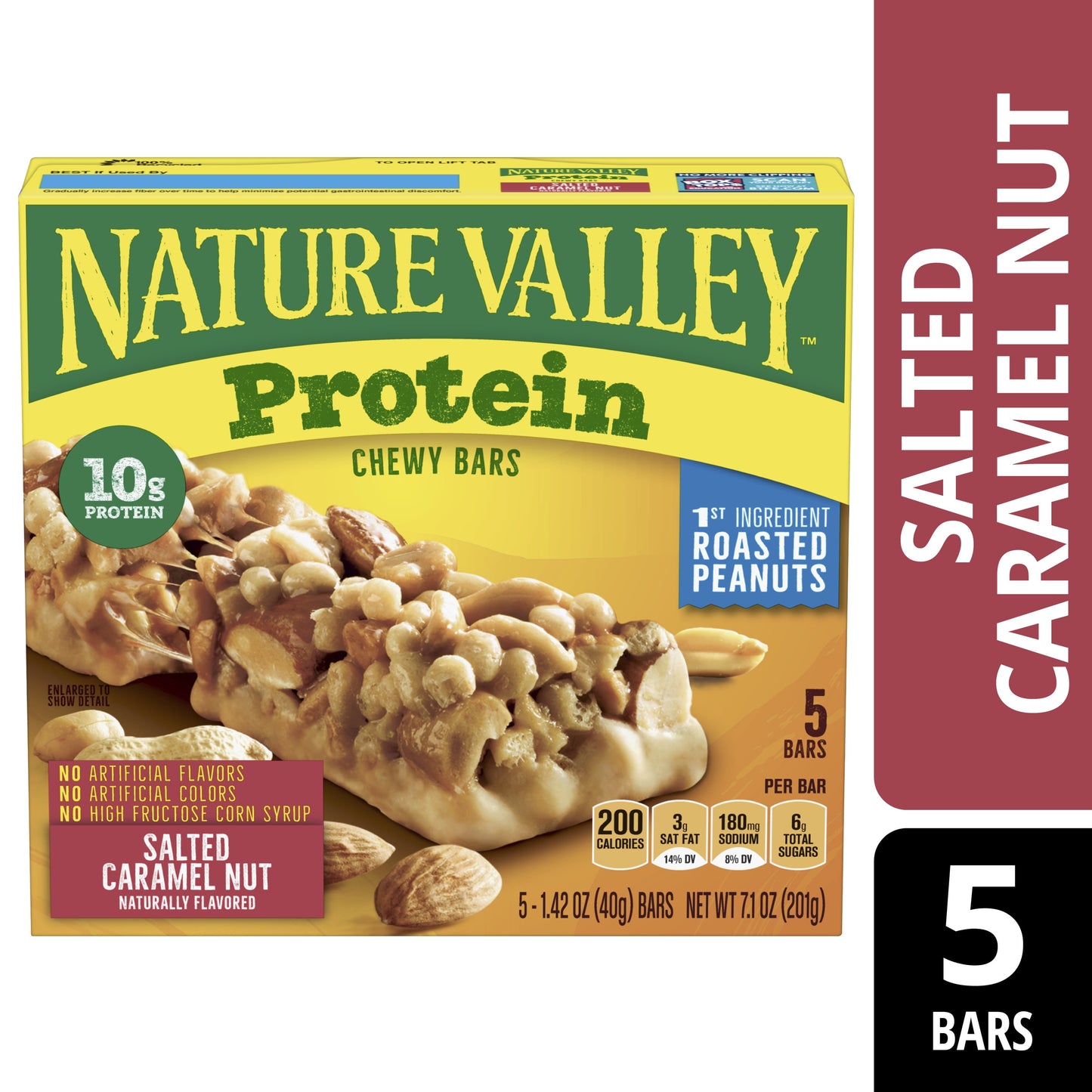 NATURE VALLEY PROTEIN BARRA DE CACAHUATE SABOR A CARAMELO SALADO CON PROTEÍNA DE SOYA 201.00 g