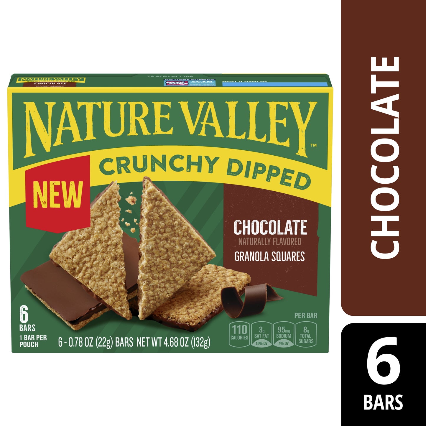 Nature Valley Crunchy Dipped Granola Squares, Oats and Chocolate, 6 ct, 4.68 OZ