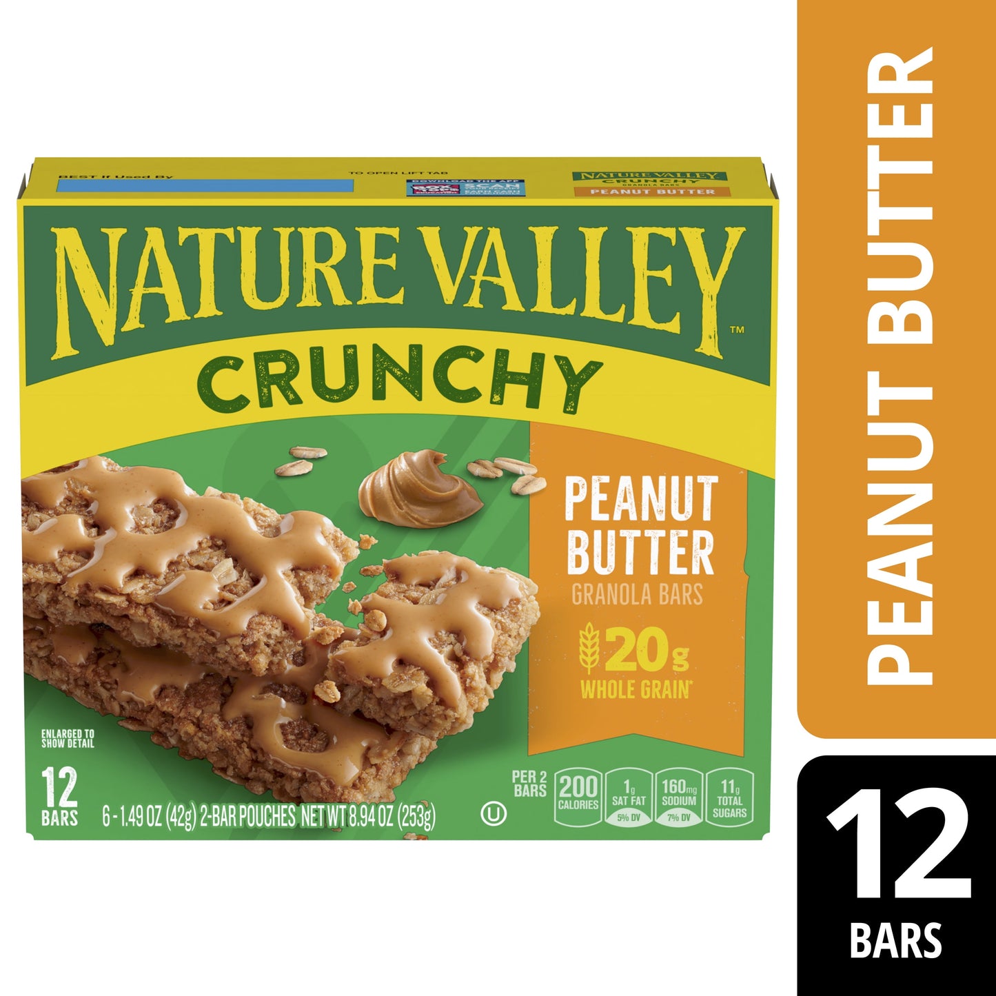 Nature Valley Crunchy Granola Bars, Peanut Butter, 12 Bars, 8.94 OZ (6 Pouches)