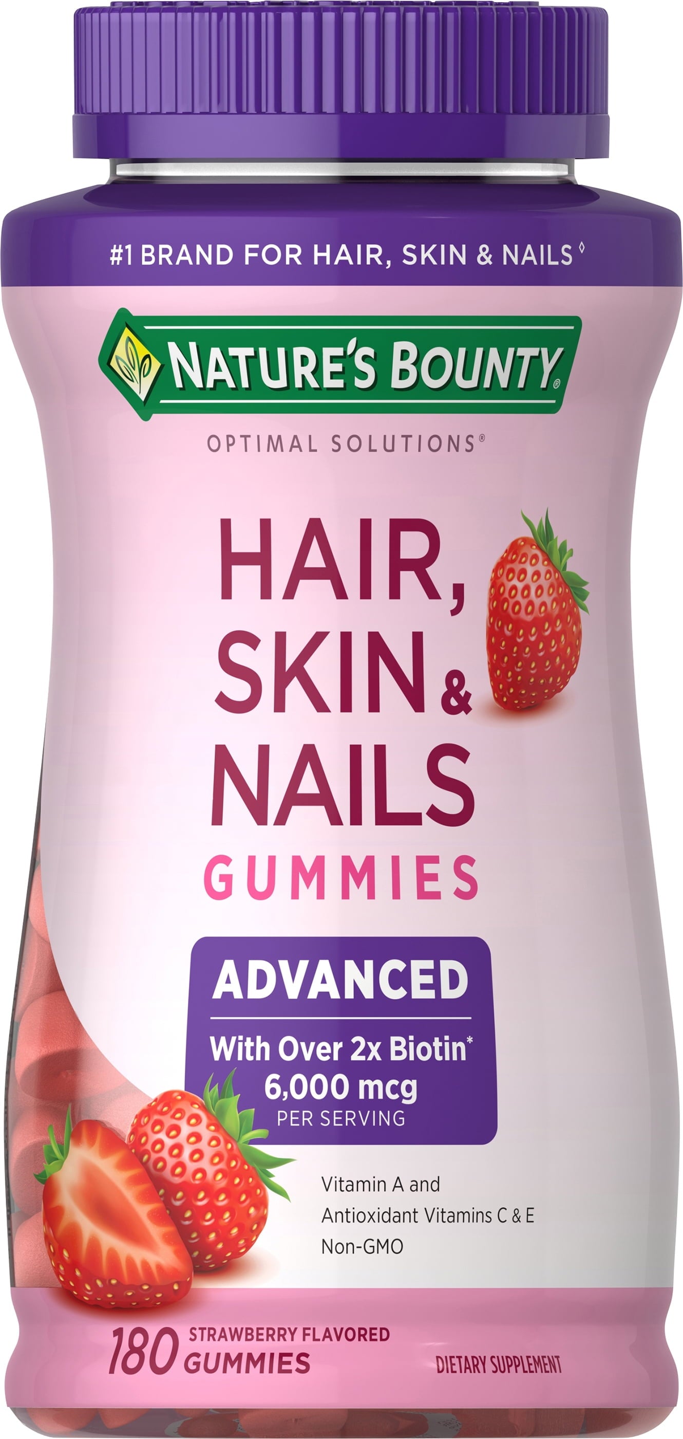 Nature’s Bounty Advanced Hair, Skin and Nails Vitamin Gummies with Biotin, 180ct