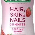 Nature's Bounty Hair, Skin and Nails Strawberry Gummies, 2500mcg Biotin, 180 Ct.