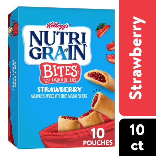 Nutri-Grain Bites Strawberry Chewy Soft Baked Mini Bars, Ready-to-Eat, 13 oz, 10 Count