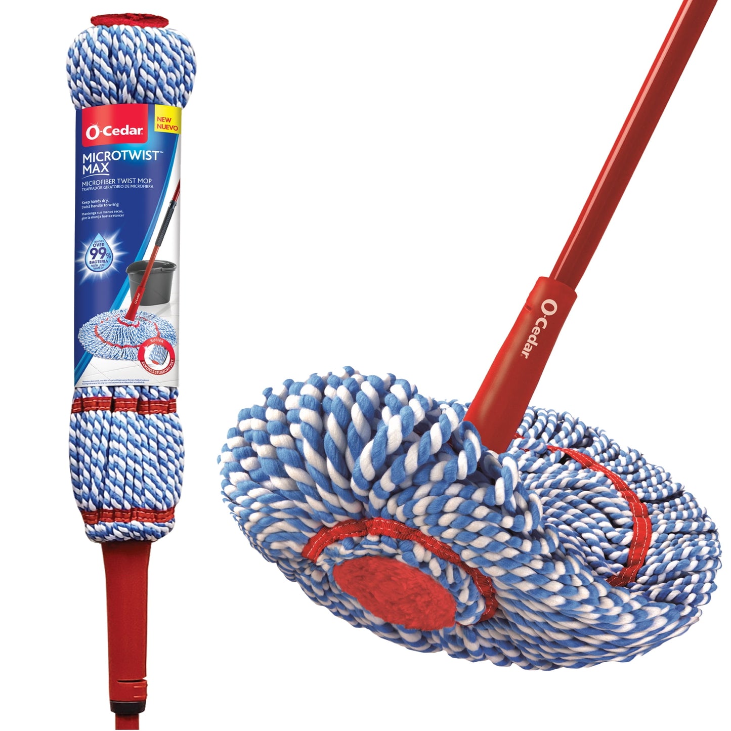 O-Cedar MicroTwist™ MAX Microfiber Mop, Removes 99% of Bacteria with Just Water