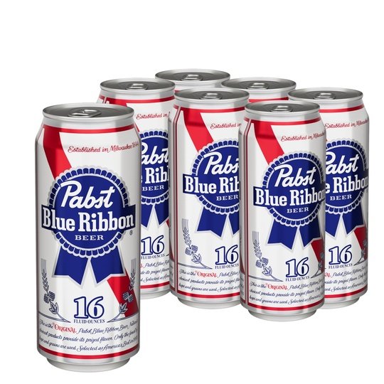 Pabst Blue Ribbon, 6 Pack, 16 fl oz Aluminum Can, 4.7% ABV, Domestic Lager