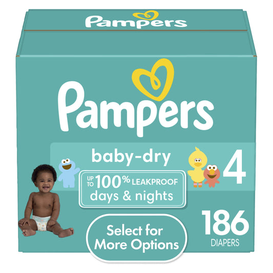 Pampers Baby Dry Diapers Size 4, 186 Count (Select for More Options)