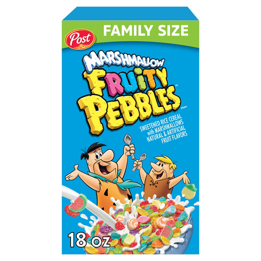 Post Fruity PEBBLES Marshmallow Cereal, 18 OZ Box