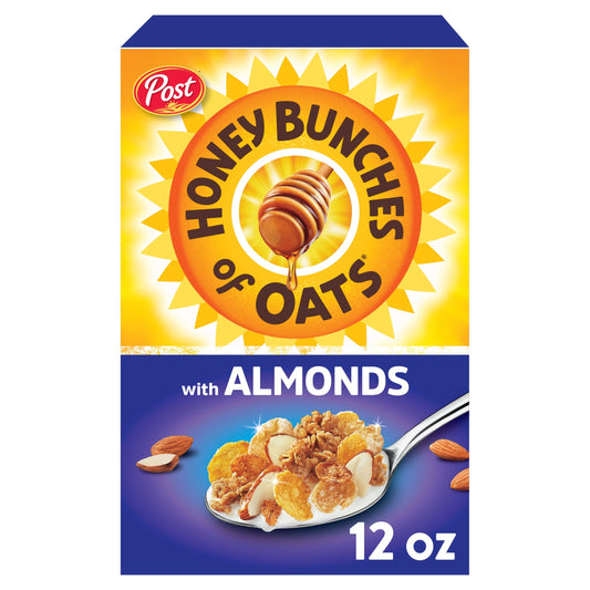 Post Honey Bunches of Oats with Almonds Breakfast Cereal, 12 OZ Box