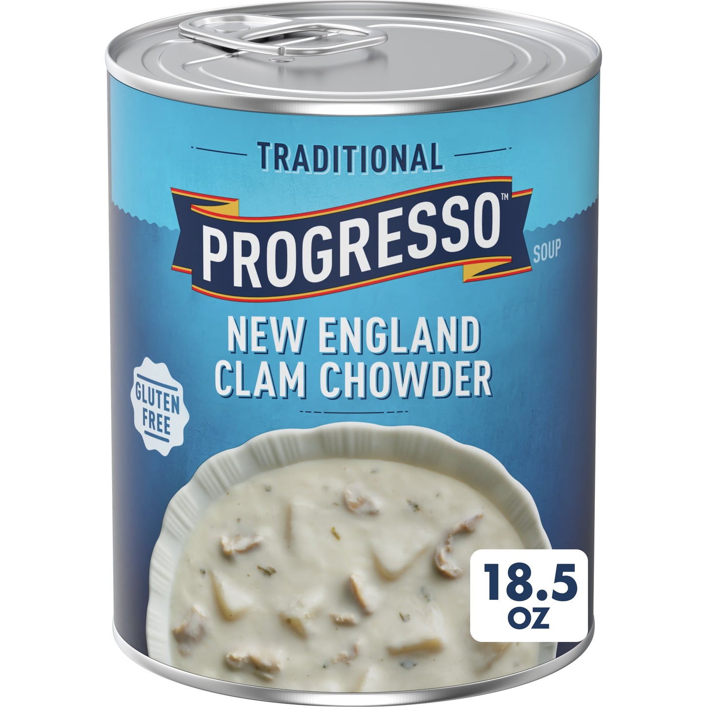 Progresso New England Clam Chowder Soup, Traditional Canned Soup, Gluten Free, 18.5 oz