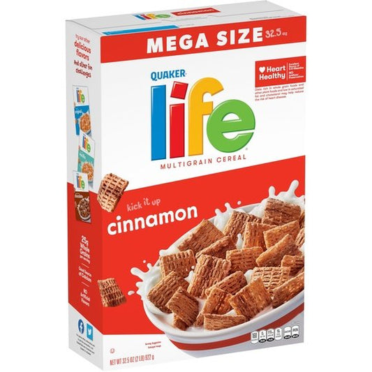 Quaker Life Cereal, Cinnamon, Mega Size, 32.5 oz