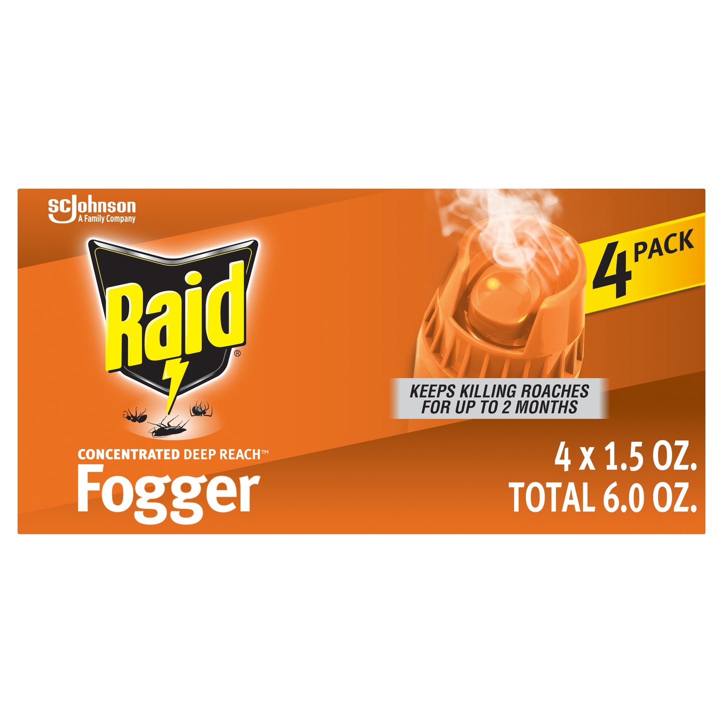 Raid Concentrated Deep Reach Pest Killer & Roach Fogger, 1.5 fl oz, 4 Count