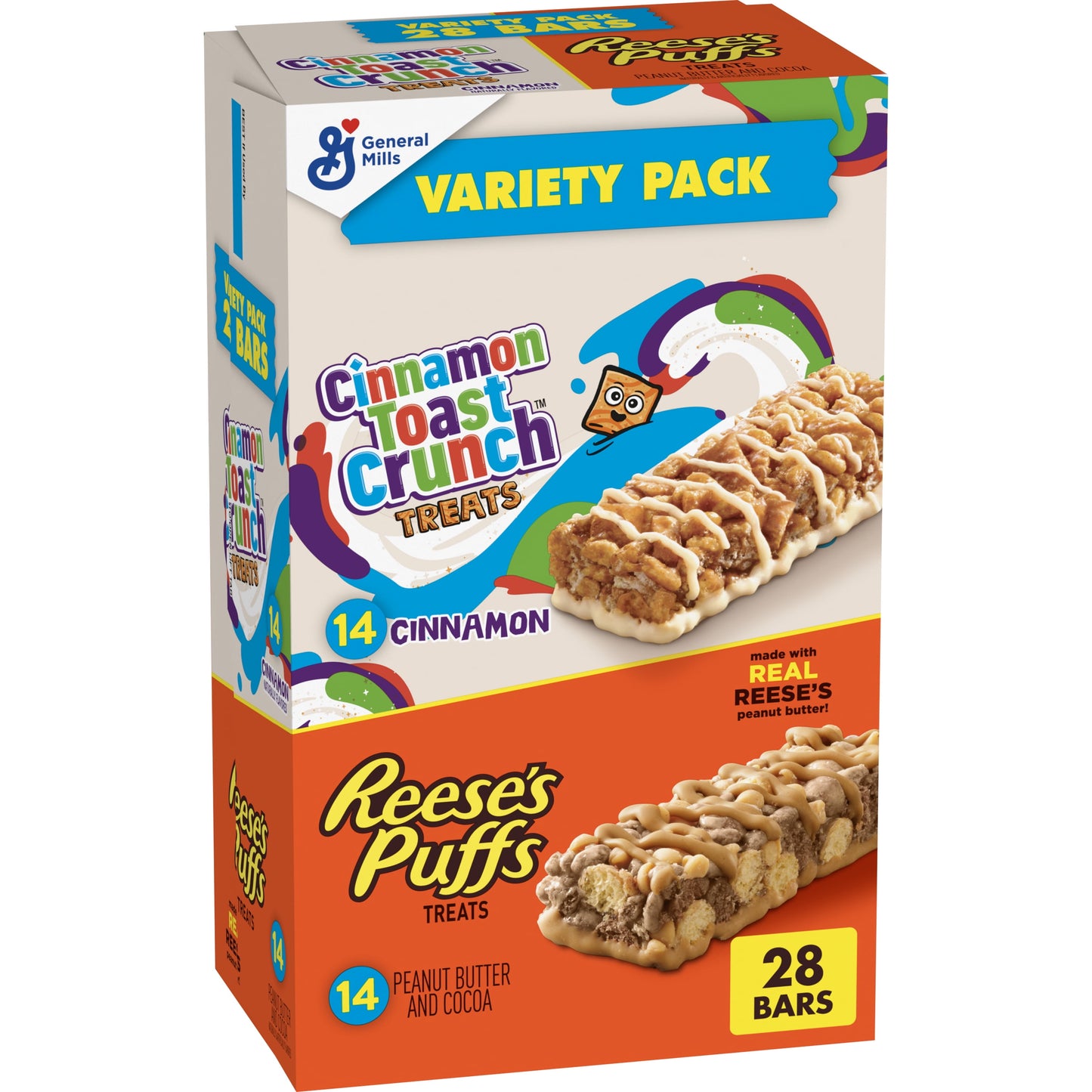 Reese's Puffs Cinnamon Toast Crunch Cereal Treat Bars Variety Pack, 28 ct