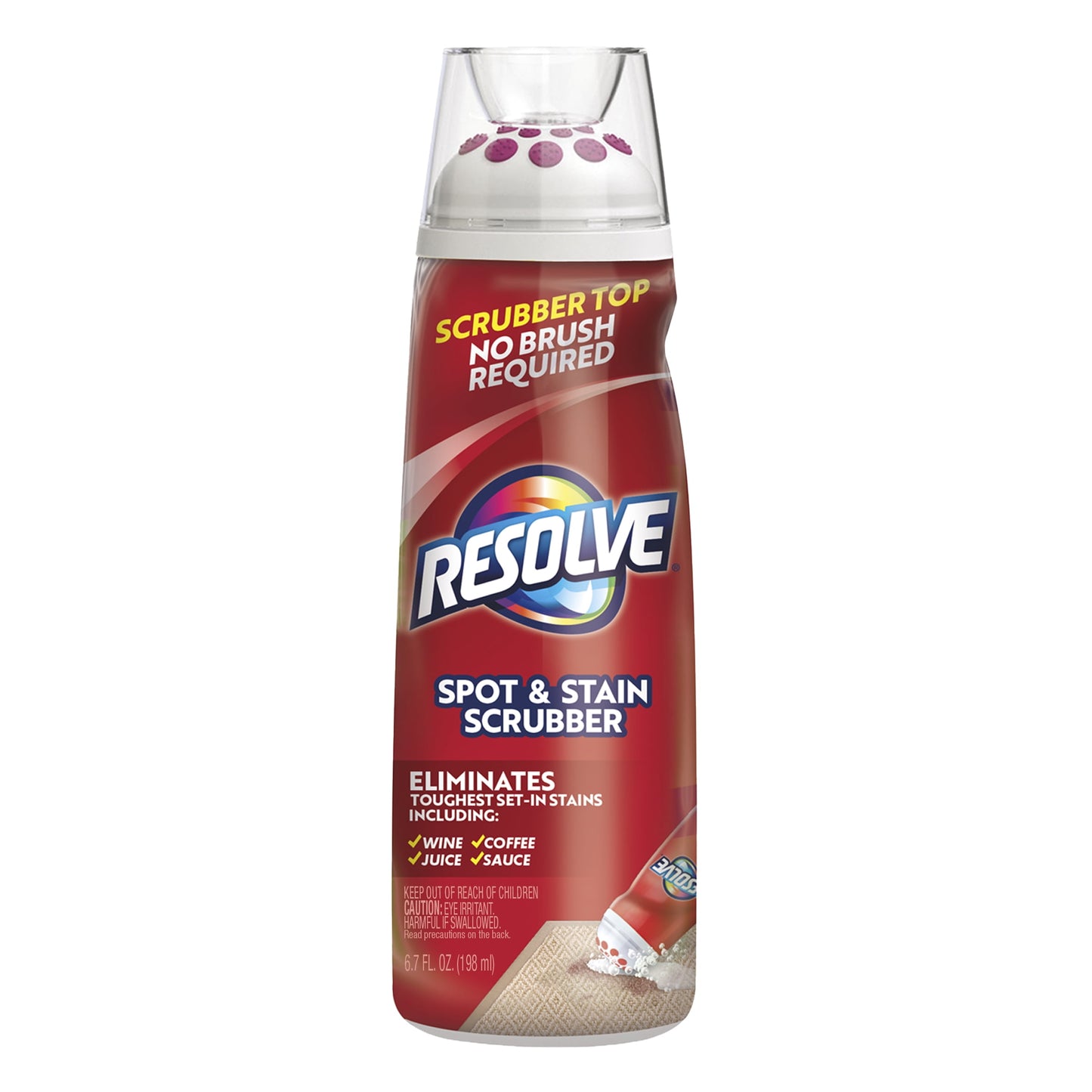 Resolve Carpet Spot and Stain Scrubber, Removes the Toughest Set-In Stains, Scrubber Top, No Brush Required, 6.7 oz