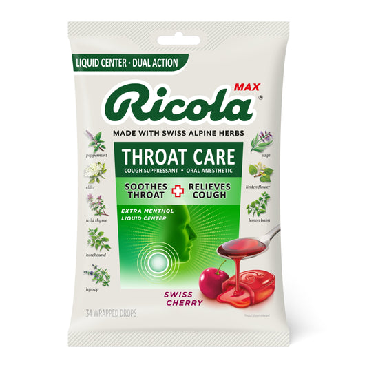 Ricola Max Throat Care Swiss Cherry Cough Drops - 34 Count