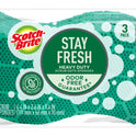 Scotch-Brite Stay Fresh Sponges, Heavy Duty, Odor Free Guarantee, Antibacterial, 3 Scrubbers