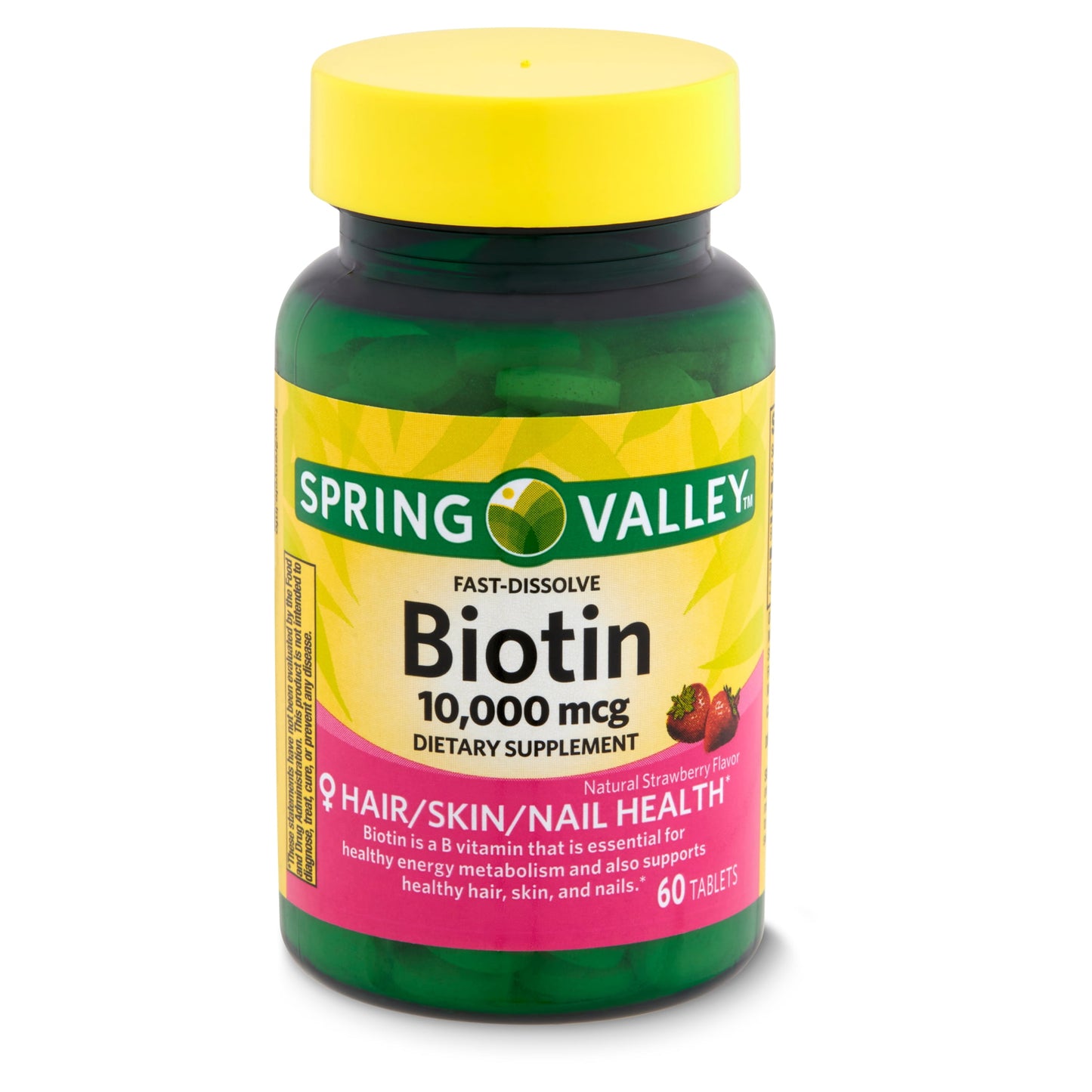 Spring Valley Fast-Dissolve Biotin Dietary Supplement, 10,000 mcg, 60 Count