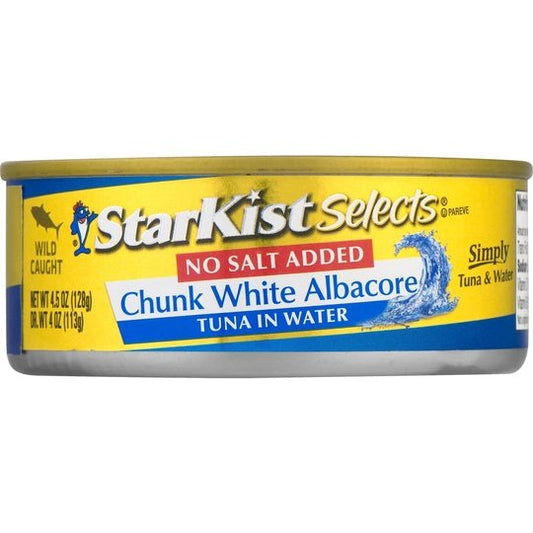 StarKist Selects Chunk White Albacore Tuna in Water - No Salt Added, 4.5 oz Can
