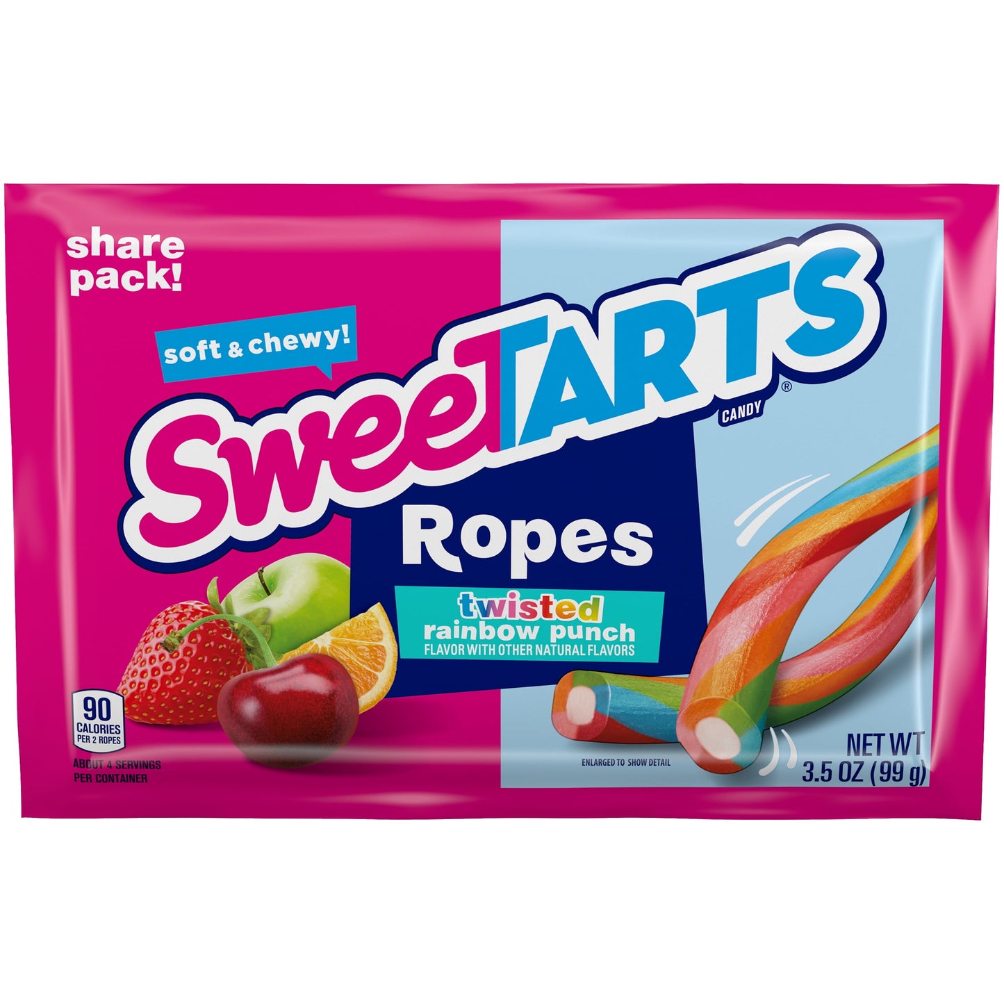 Sweetarts Twisted Rainbow Punch Ropes 3.5 Ounce Package